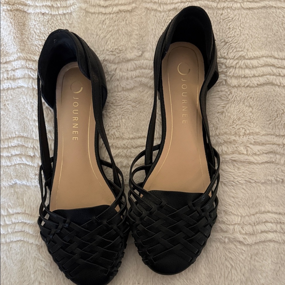 Women's Black Woven Flats